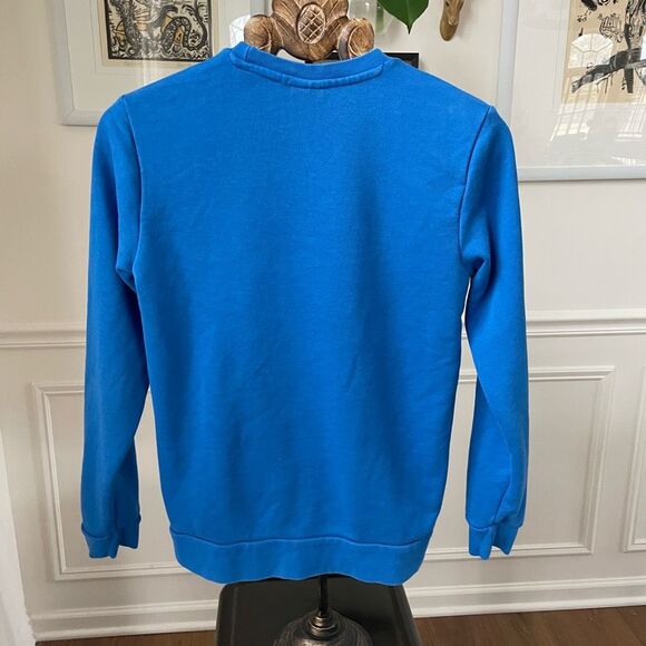 Adidas Blue Texture Trefoil Crew Neck Sweatshirt XS - Picture 6 of 8